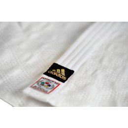 adidas Judoanzug CHAMPION II IJF, weiß/goldene Streifen, JIJF