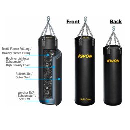 KWON Boxsack Black Kunstleder gefüllt 120 cm