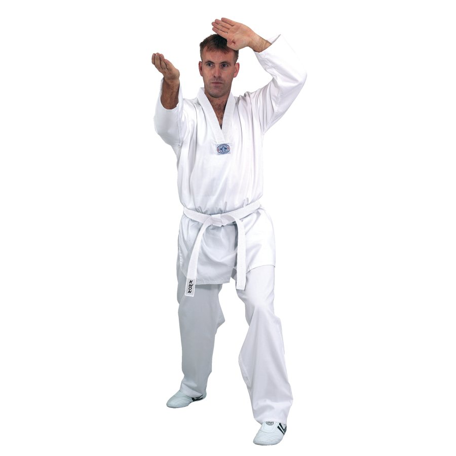 Taekwondoanzug von KWON Taekwondo Anzug Starfighter weißes Revers 190cm 